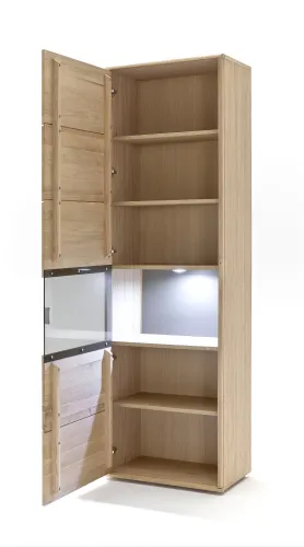Vitrine Tarragona (L) | Eiche Bianco | mit 1er Set LED Unterbauspot
