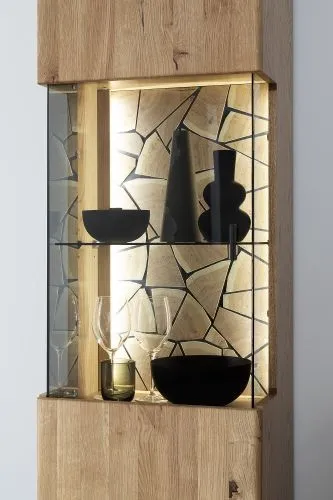 Vitrine Venedig | Naturfarben / Wildeiche | optional LED Beleuchtung