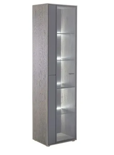 Vitrine Venezia | Softblack / Vulcano Eiche | optional LED Beleuchtung