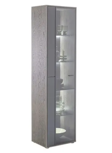 Vitrine Venezia | Softblack / Vulcano Eiche | optional LED Beleuchtung