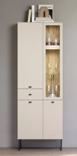 Vitrine Vitrinenschrank Bellugi, Cashmere / Evoke Eiche
