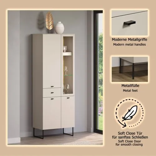 Vitrine Vitrinenschrank Bellugi, Cashmere Dekor – Ansicht 5