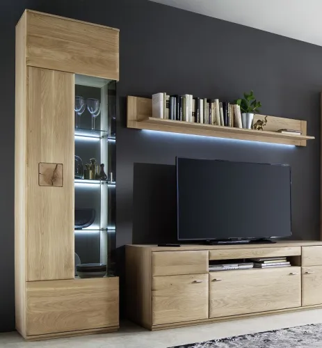 Wandboard Bologna | Eiche Bianco | LED Beleuchtung mit LED Bandbeleuchtung 165 cm