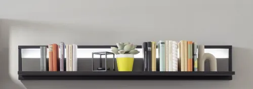 Wandboard Wandregal Luxor | Royal Grey / anthrazit | LED Beleuchtung mit LED Bandbeleuchtung 135 cm