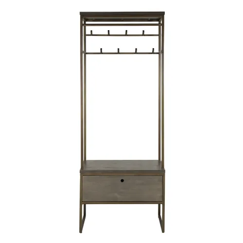 Wandgarderobe Du-Vin | 8 Haken | mit Schublade | Ferro | Antike bronze