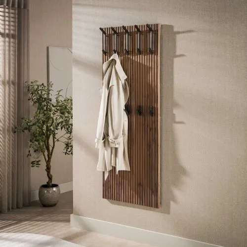 Wandgarderobe Garderobenpaneel Björn | 10 Haken | Akazie massiv | braun