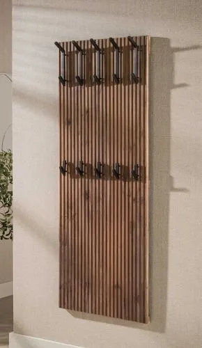 Wandgarderobe Garderobenpaneel Björn | 10 Haken | Akazie massiv | braun