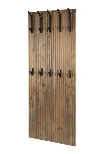 Wandgarderobe Garderobenpaneel Björn | 10 Haken | Akazie massiv | braun