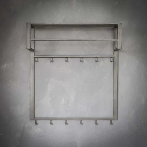 Wandgarderobe Garderobenpaneel Cenn mit Hutablage & 2x6 Haken | Stahl | silber-Finish