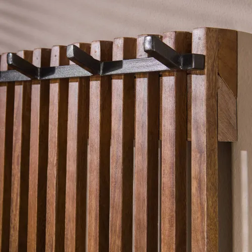 Wandgarderobe Garderobenpaneel Dwina | Mangoholz | Sandfarben