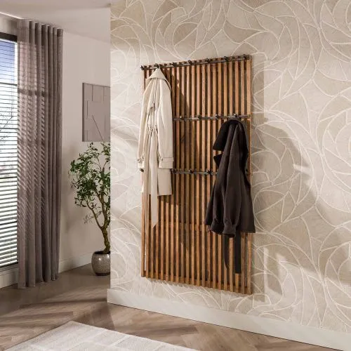 Wandgarderobe Garderobenpaneel Dwina XL | Mangoholz | Sandfarbe