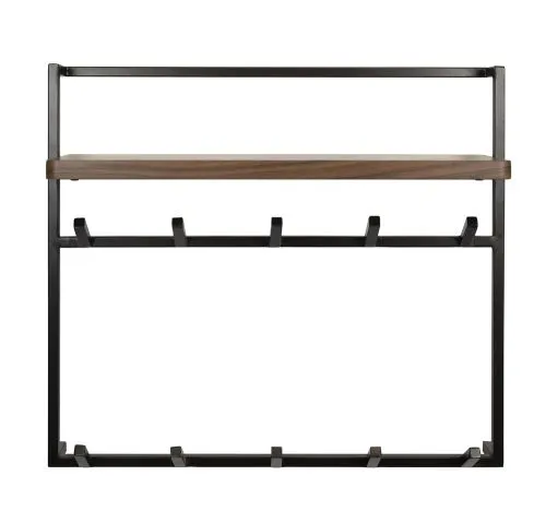 Wandgarderobe Garderobenpaneel Eik | 10 Haken | Akazie massiv | braun