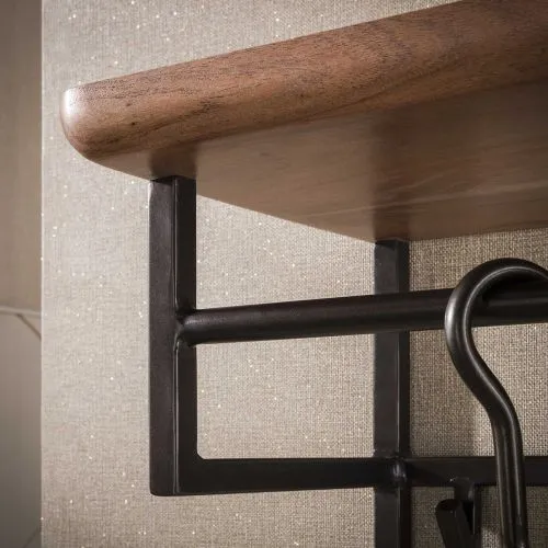 Wandgarderobe Garderobenpaneel Kes 3 mit Hutablage & 6 Haken | Akazie massiv | braun
