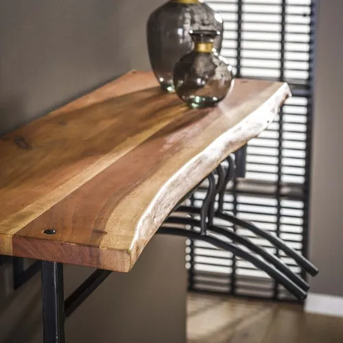 Wandgarderobe Garderobenpaneel Kes mit Hutablage & 6 Haken | Akazie massiv