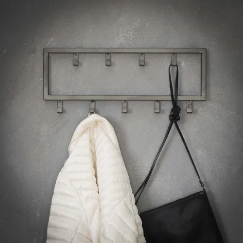 Wandgarderobe Garderobenpaneel Suece 9 Haken | Stahl | silber-Finish