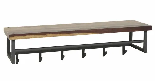 Wandgarderobe Garderobenpaneel Tian mit Hutablage & 6 Haken | Nussbaum massiv