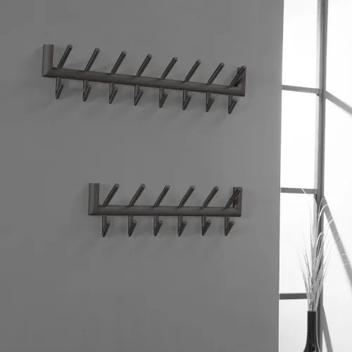 Wandgarderobe Garderobenpaneel Torin 2x8 Haken | Stahl | dunkelgrau