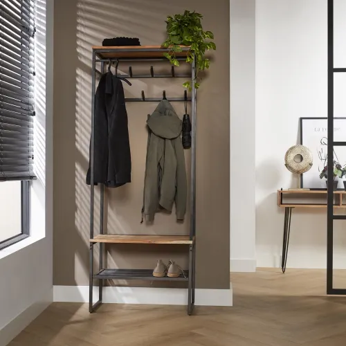 Wandgarderobe Garderobenständer Kes | Akazie massiv | natur