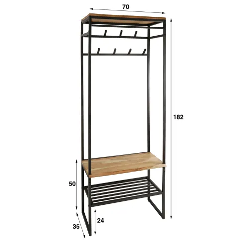 Wandgarderobe Garderobenständer Kes | Akazie massiv | natur