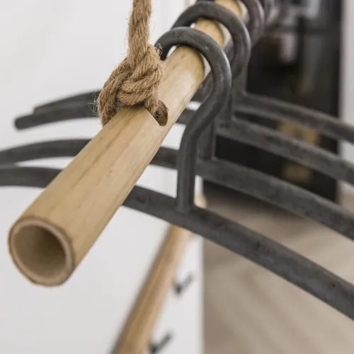 Wandgarderobe Tauret 6 Haken | Metall & Bambus