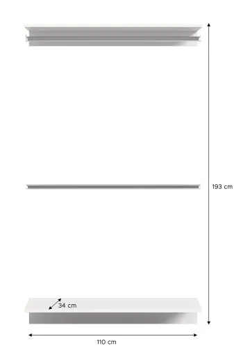 Wandgarderobe, Zwischenbauelement mit Kleiderstange Projekt X | weiß