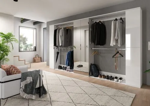 Wandgarderobe, Zwischenbauelement mit Kleiderstange Projekt X | weiß