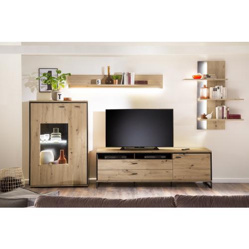 Wandregal Buenos Aires | Balkeneiche | LED Beleuchtung