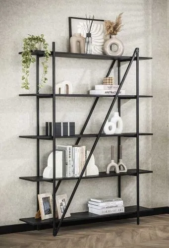 Wandregal Kosta 2 | Metallbeschichtung | dunkelgrau | Metallrahmen