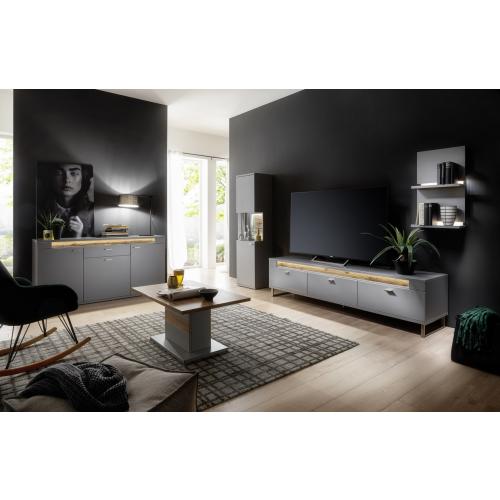 Wandregal Marseille | Arktis grau | LED Beleuchtung