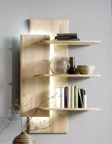 Wandregal Ravello | Balkeneiche Bianco | LED Beleuchtung ohne Beleuchtung