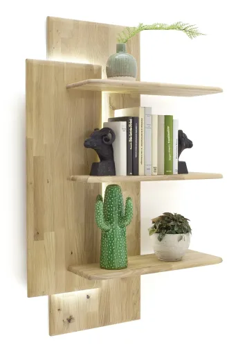 Wandregal Ravello | Balkeneiche Bianco | LED Beleuchtung ohne Beleuchtung