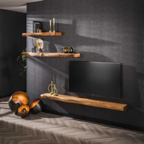 Wandregal Saga | Akazie massiv | natur | verschiedene Größen