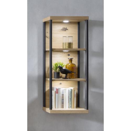 Wandregal Salerno | Balkeneiche Bianco | LED Beleuchtung