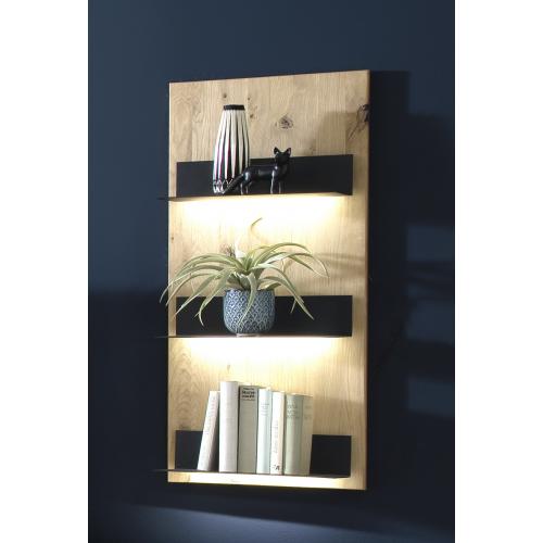 Wandregal Salerno 2 | Balkeneiche Bianco | LED Beleuchtung