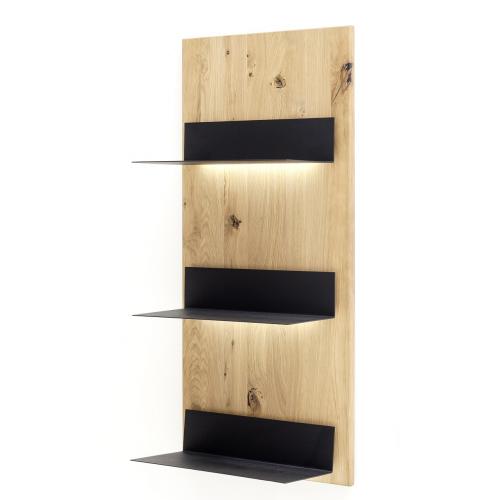 Wandregal Salerno 2 | Balkeneiche Bianco | LED Beleuchtung
