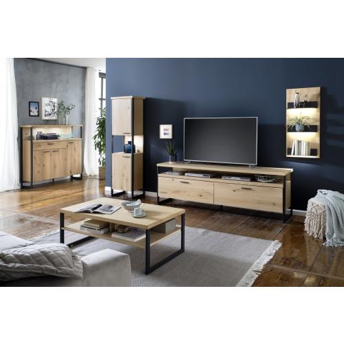 Wandregal Salerno 2 | Balkeneiche Bianco | LED Beleuchtung