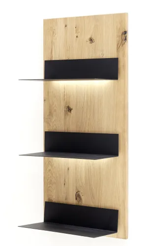 Wandregal Salerno 2 | Balkeneiche Bianco | LED Beleuchtung mit Beleuchtung