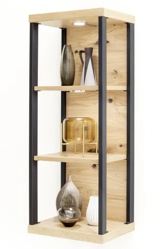 Wandregal Salerno | Balkeneiche Bianco | LED Beleuchtung ohne Beleuchtung