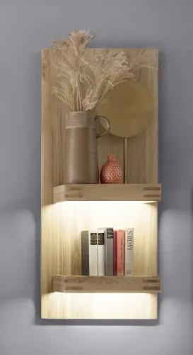 Wandregal Salvador | Eiche Bianco mit 2er Set LED Beleuchtung 30 cm