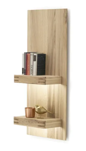 Wandregal Salvador | Eiche Bianco mit 2er Set LED Beleuchtung 30 cm