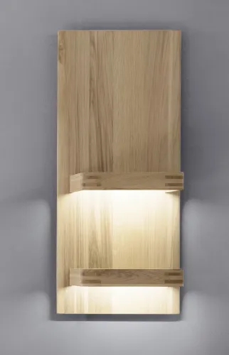 Wandregal Salvador | Eiche Bianco mit 2er Set LED Beleuchtung 30 cm