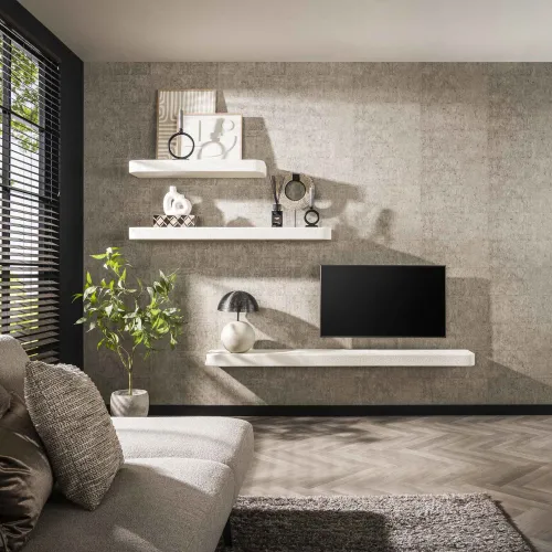 Wandregal Sara | Marmorlook | weiß | 100 cm