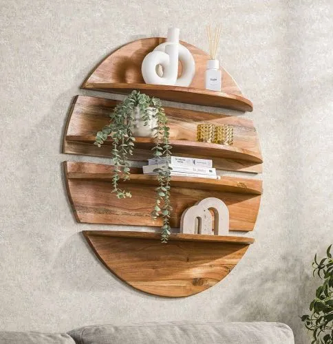 Wandregal set Comb 4-teilig | Neembaum massiv | naturel