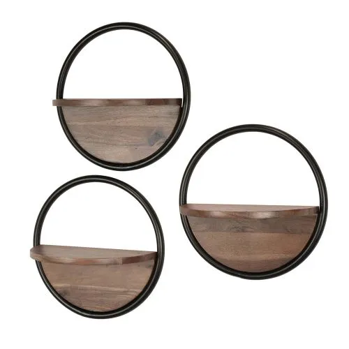 Wandregal Set Knobs, 3-teilig, Akazie massiv – Ansicht 3