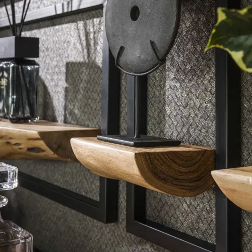 Wandregal Set Shani | 5-teilig | Akazie massiv | Akaziefarben