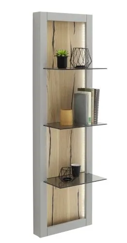 Wandregal Sevilla | Arktis grau | LED Beleuchtung mit 2er Set LED Band 125 cm