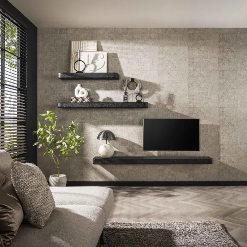 Wandregal Surabu | flüssiges Metall | grau | 100 cm