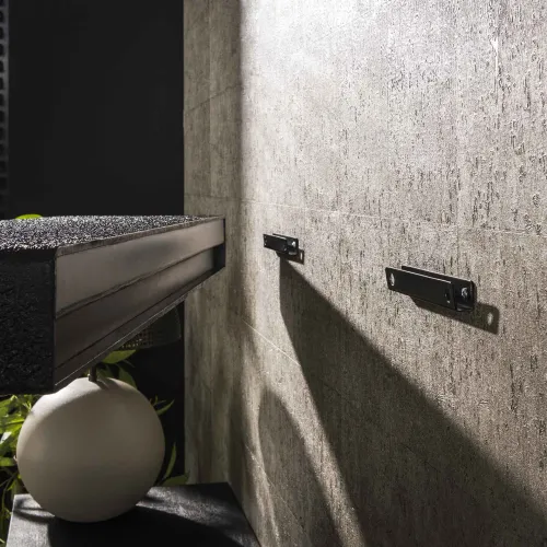 Wandregal Surabu | flüssiges Metall | grau | 150 cm