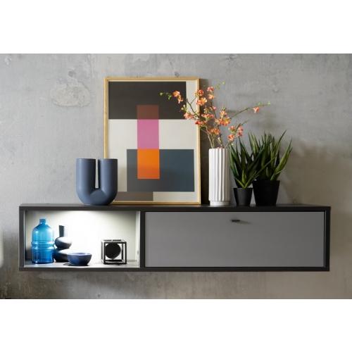 Wandregalschrank Luxor | Royal Grey / anthrazit | LED Beleuchtung