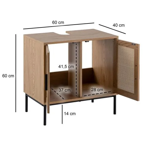 Waschbeckenunterschrank Aletta | braun / schwarz